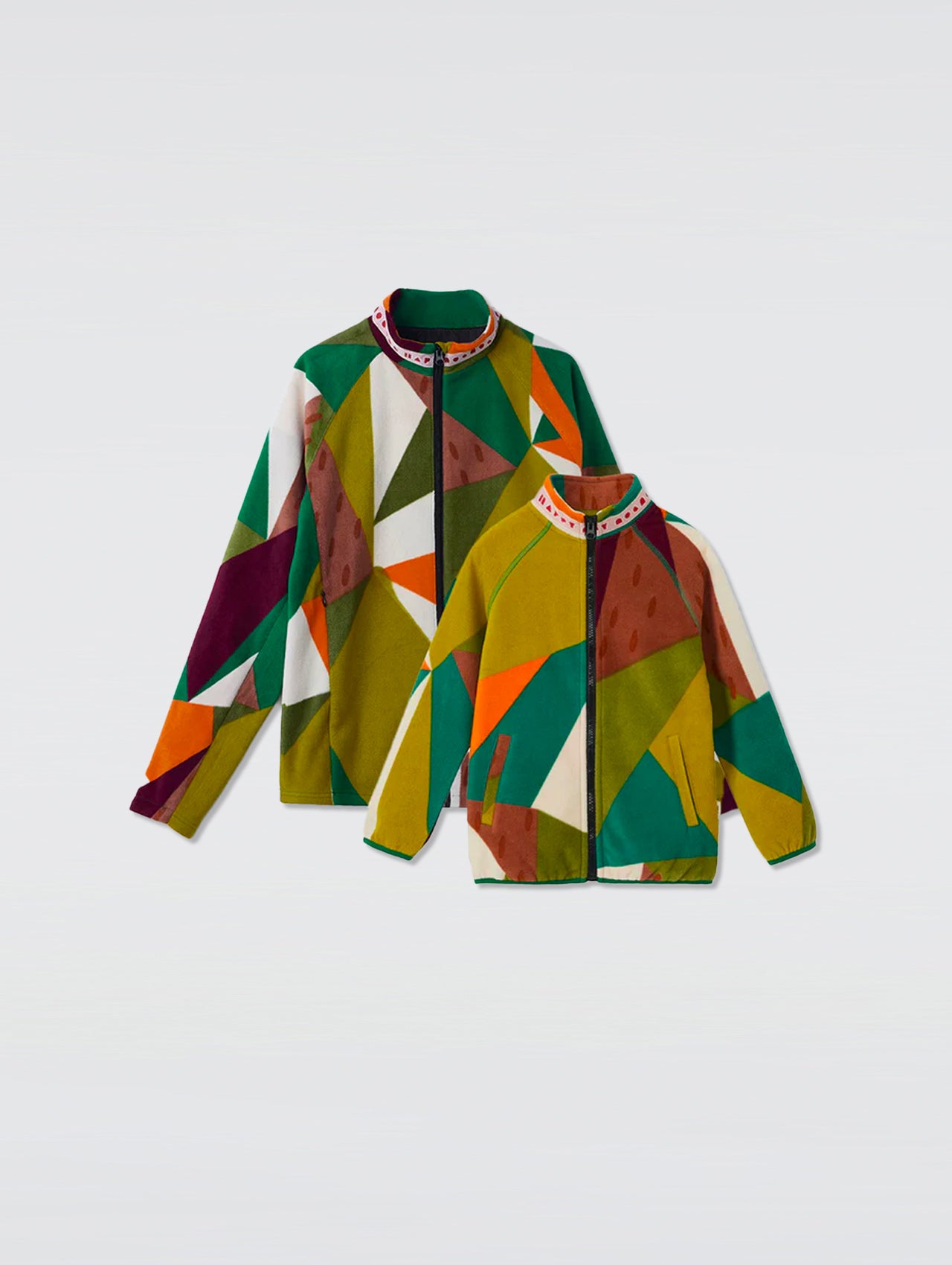 Camo Geometric Print Fleece Jacket