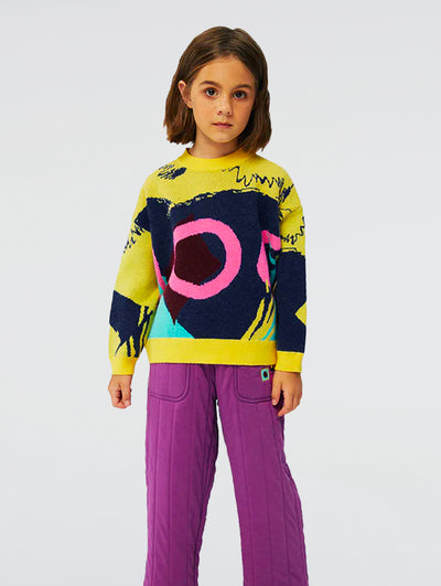 Geometric Print Crew Neck Sweater