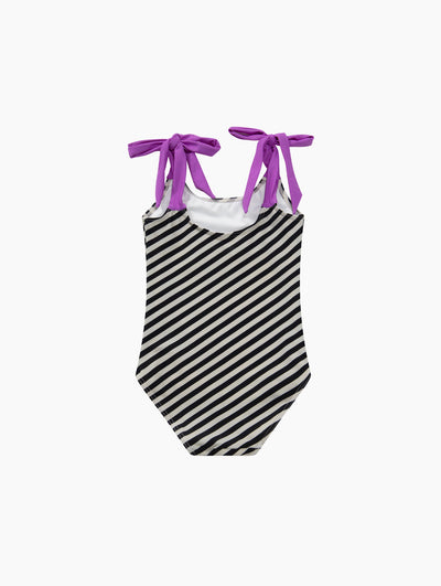 Strapped Black Stripe One-Piece Swimsuit