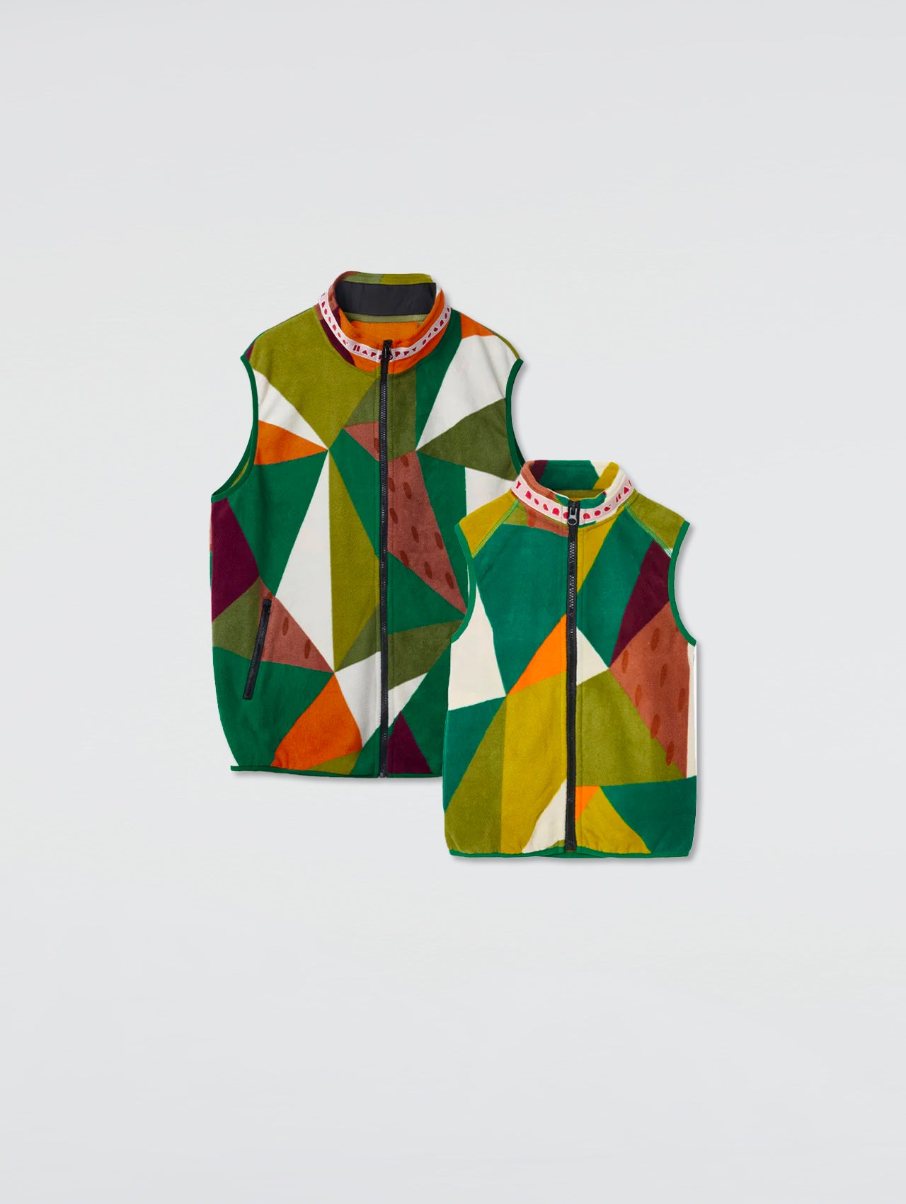 Camo Geometric Print Fleece Vest