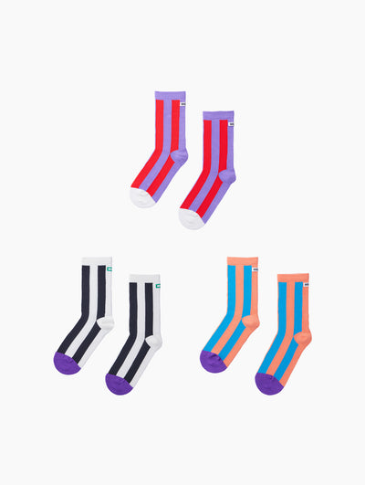 Odor-Resistance Mid-Calf Striped Socks
