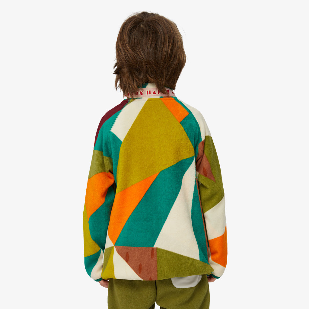 Camo Geometric Print Fleece Jacket