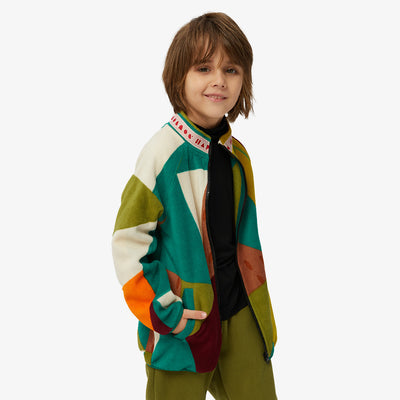 Camo Geometric Print Fleece Jacket