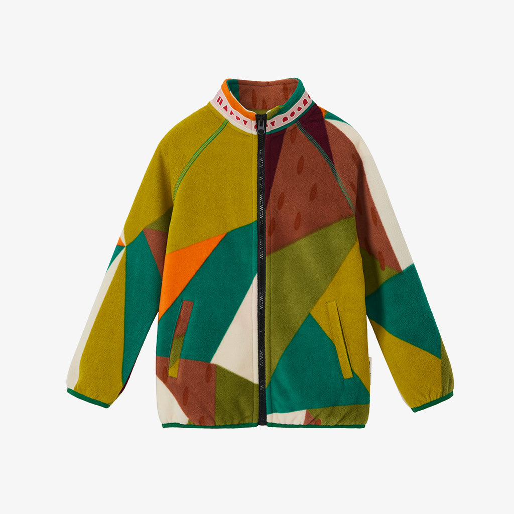 Camo Geometric Print Fleece Jacket