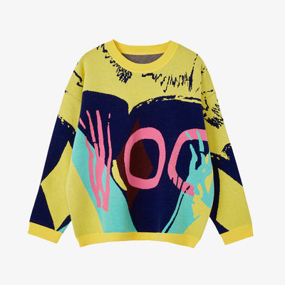 Geometric Print Crew Neck Sweater