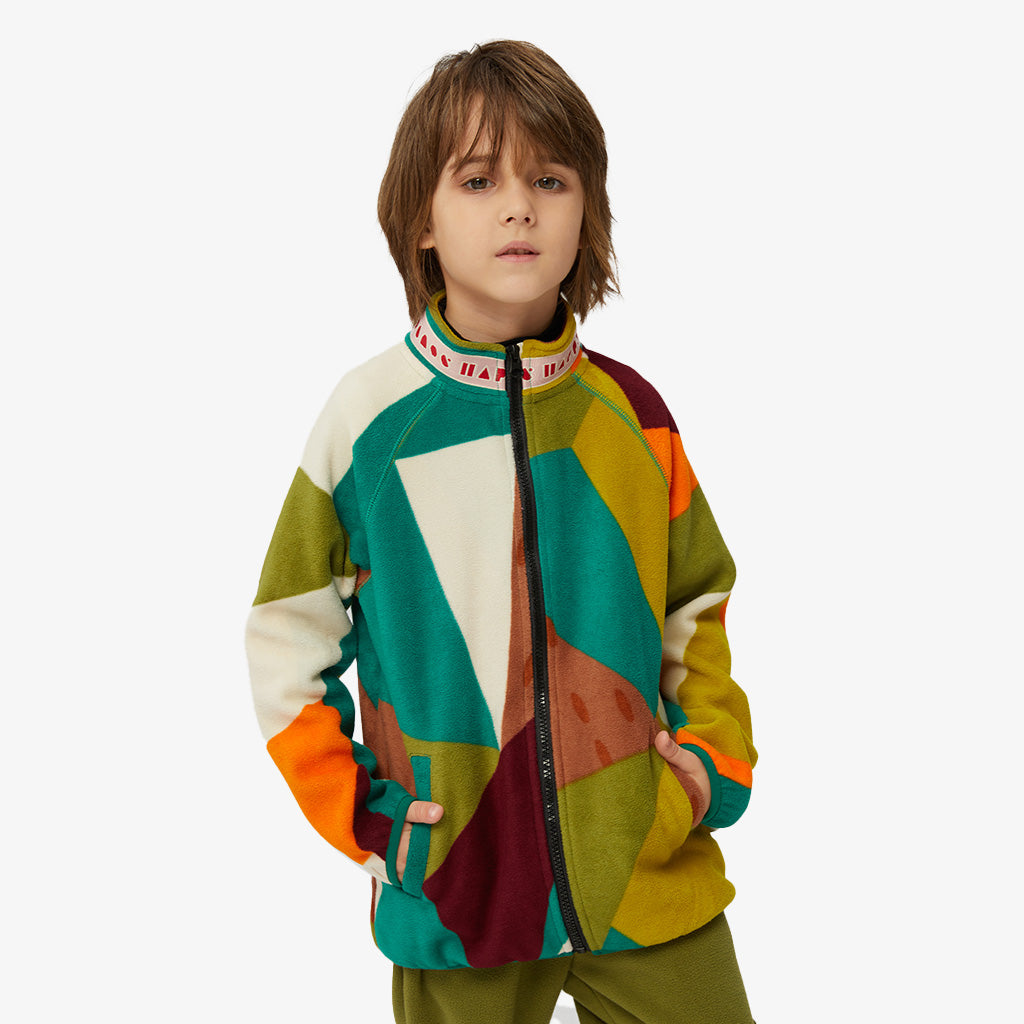 Camo Geometric Print Fleece Jacket