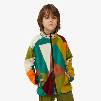 Camo Geometric Print Fleece Jacket