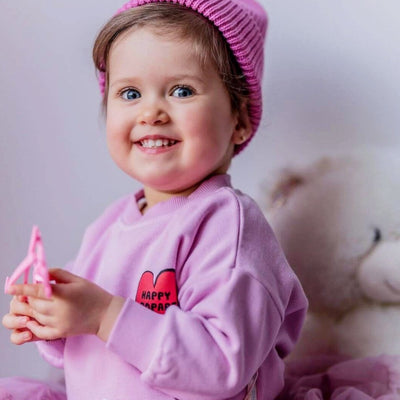 Pink Heart Printed Sweatshirt