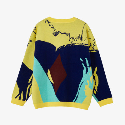 Geometric Print Crew Neck Sweater