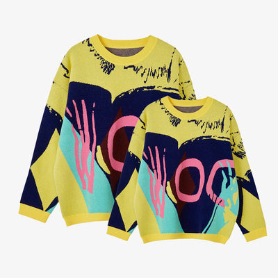 Geometric Print Crew Neck Sweater